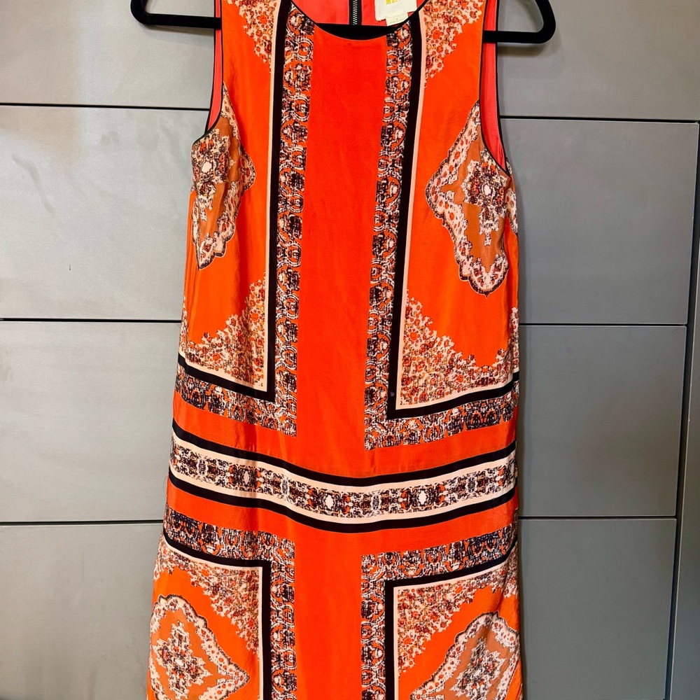 Maeve Bright Orange Printed Sleeveless Shift Dress